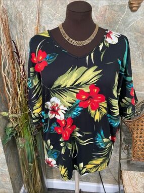 Adara tropical shirt top blouse tunic soft comfy pullover vibrant colorful